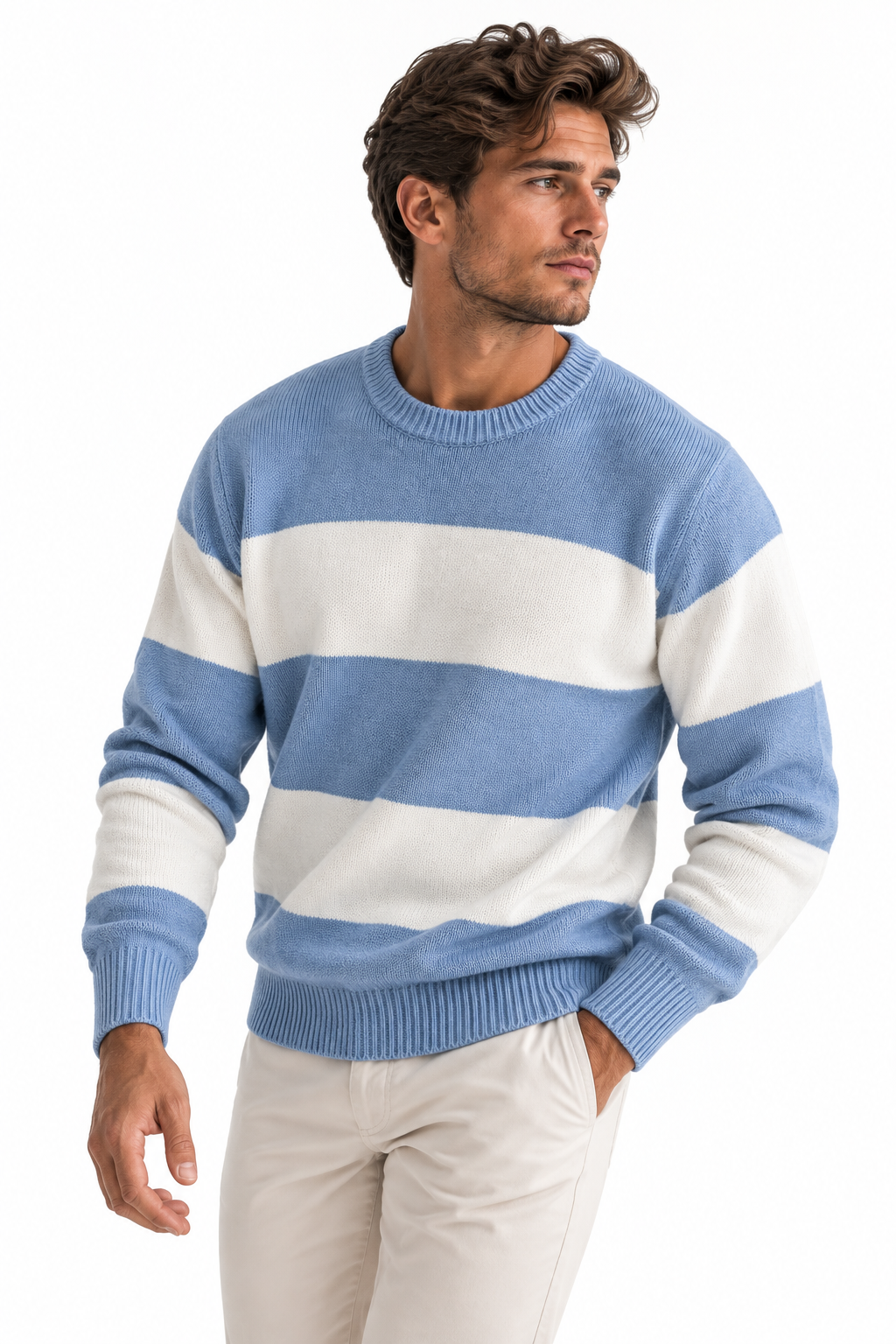 Pull rayé Milo à manches longues - tissu doux et confortable avec col rond