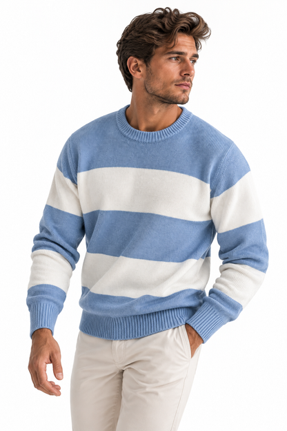 Pull rayé Milo à manches longues - tissu doux et confortable avec col rond
