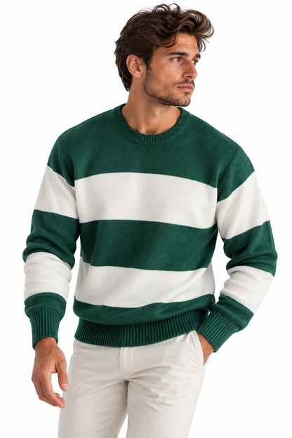 Pull rayé Milo à manches longues - tissu doux et confortable avec col rond