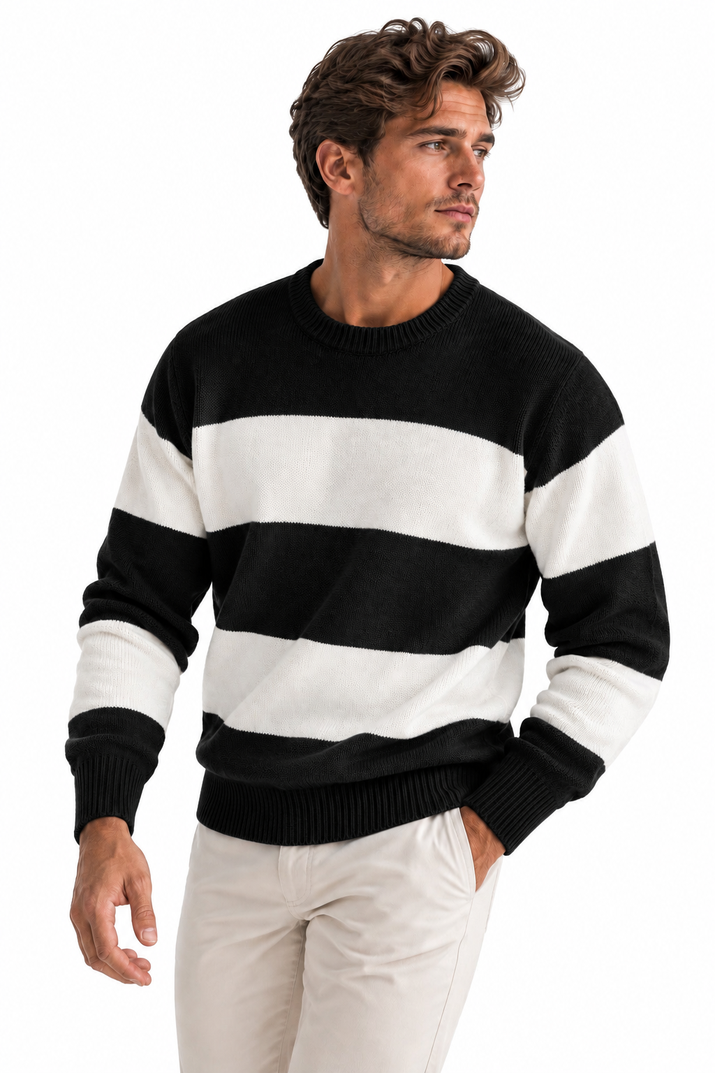 Pull rayé Milo à manches longues - tissu doux et confortable avec col rond