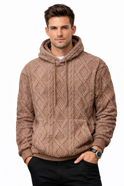 Mateo  trui - zachte warme trui met kap en Ruit/diamant patroon